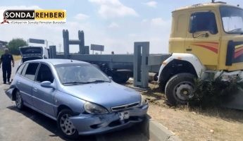 Sondaj kamyonun freni boşaldı 4 araca çarptı, 3 kişi yaralandı